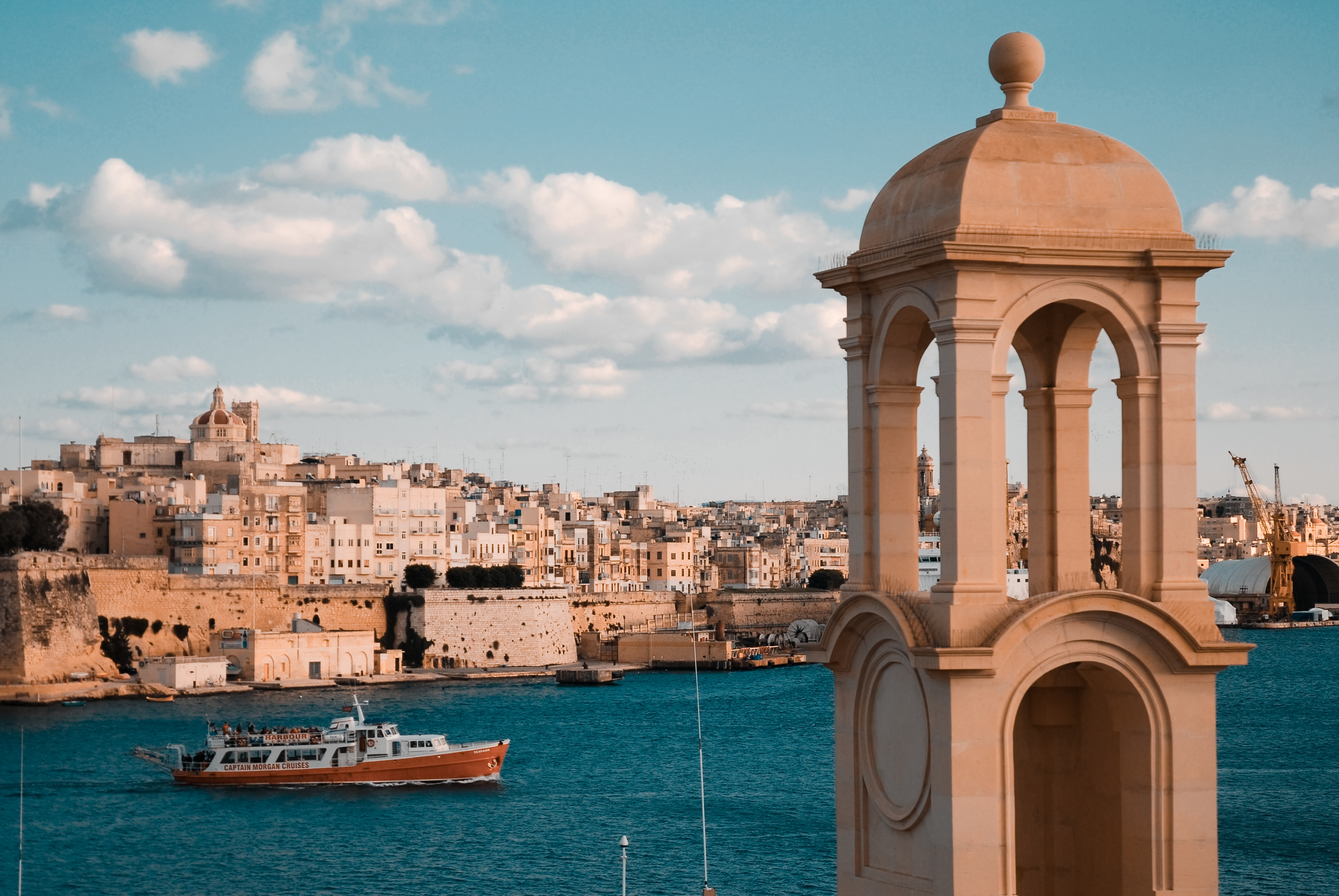 View of the Old Walled City of Valletta and its harbor